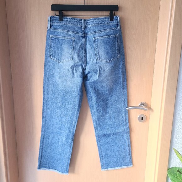 Wrap London Light Blue Wash Denim Frayed Hem Ankle Jeans US Women's 8 - Picture 5 of 5